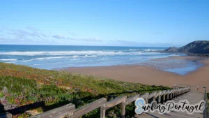 Praia da Amoreira from the wooden footbridge