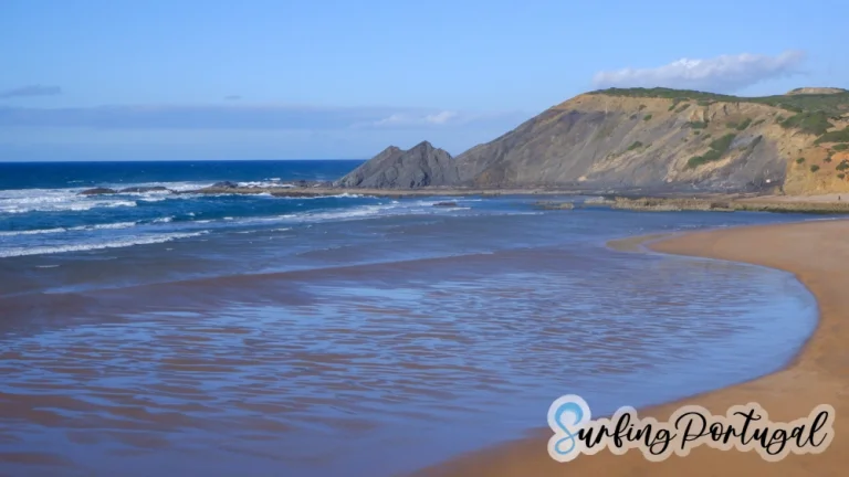 View of the north cliffs of Amoreira beach