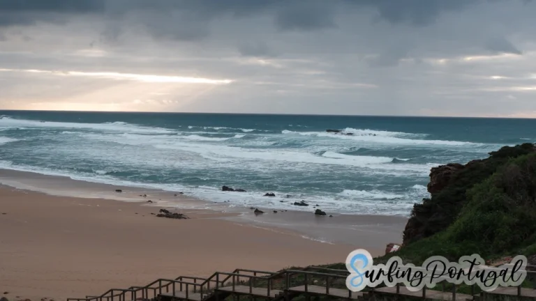 Praia do Amado on a winter cloudy and windy day