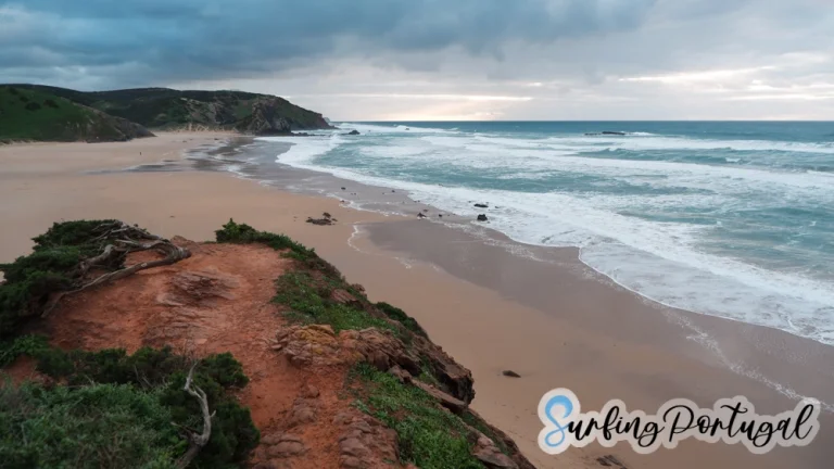 Praia do Amado on a winter cloudy and windy day
