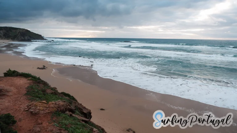 Praia do Amado on a winter cloudy and windy day