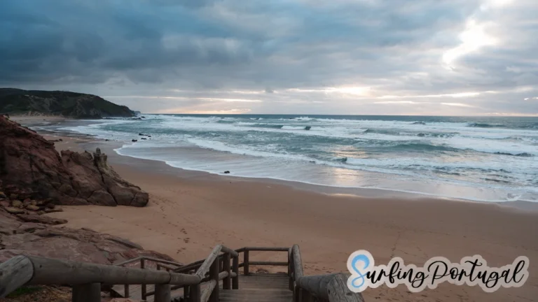 Praia do Amado on a winter cloudy and windy day