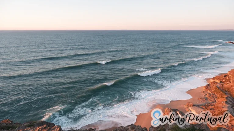 Detail of wave breaking at Praia Formosa or Praia das Amoreiras