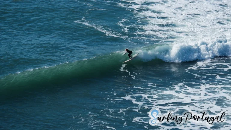Surfer on a wave at Ribeira d'Ilhas, Ericeira