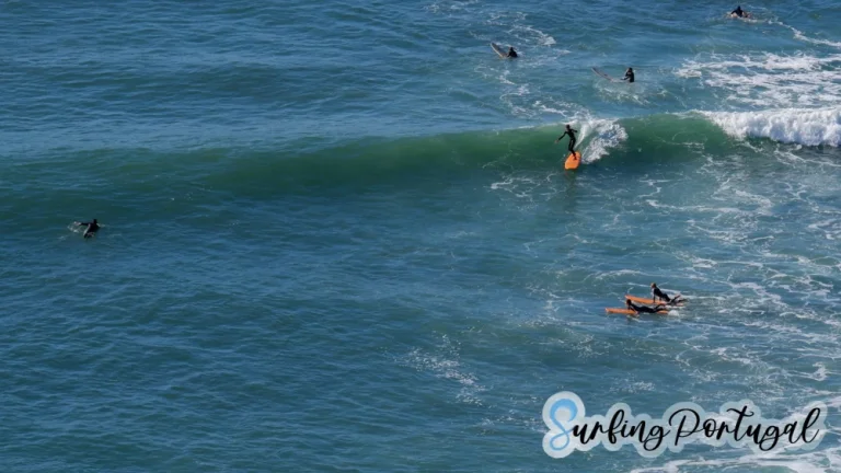 Surfer on a wave at Ribeira d'Ilhas, Ericeira