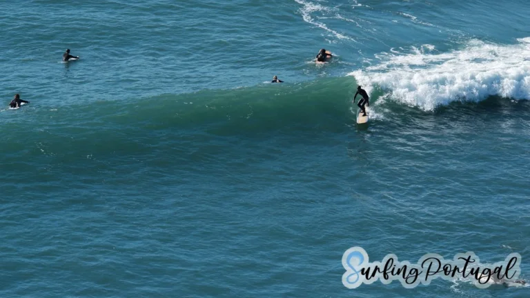 Surfer on a wave at Ribeira d'Ilhas, Ericeira