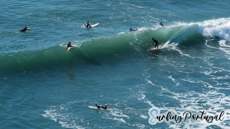 Surfer on a wave at Ribeira d'Ilhas, Ericeira