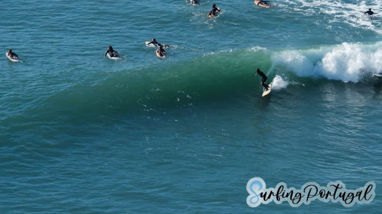 Surfer on a wave at Ribeira d'Ilhas, Ericeira