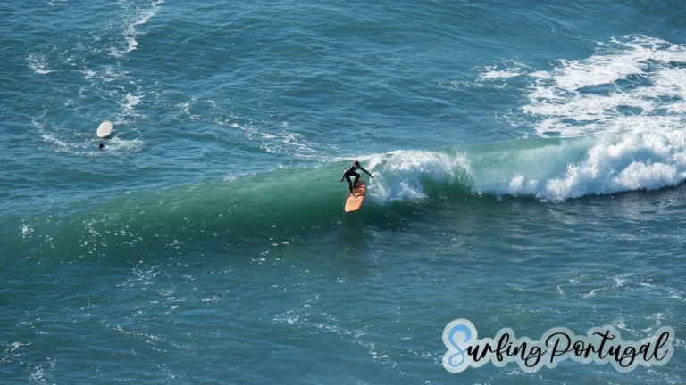 Surfer on a wave at Ribeira d'Ilhas, Ericeira
