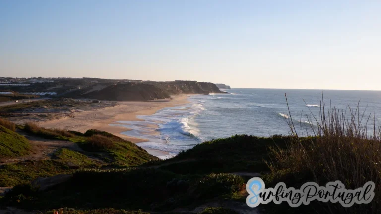Panoramic image of Praia de Santa Rita from the cliffs