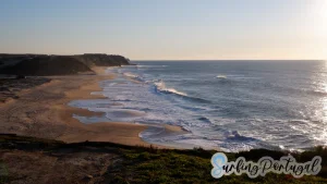 Panoramic image of Praia de Santa Rita from the cliffs