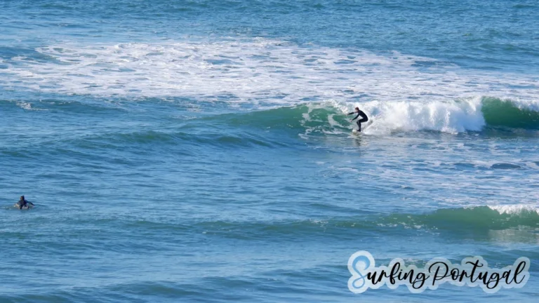 Surfer on a wave at Matadouro beach, Ericeira