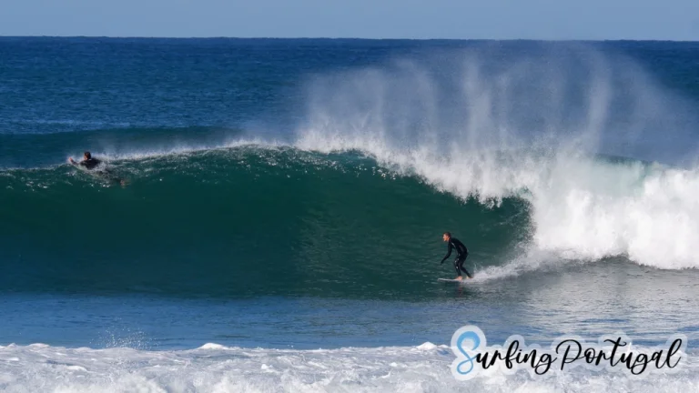 Surfer at Coxos wave, Ericeira