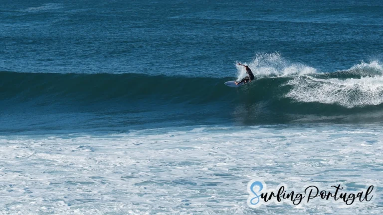 Surfer at Coxos wave, Ericeira